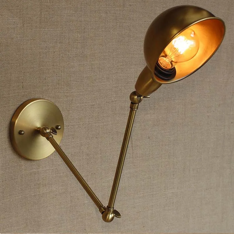 Goede Hoogwaardige Goud Vouwen Wandlamp Metalen Plating Ijzer Vintage Industriële Wandlamp Lange Swing Arm Telescopische Verstelbare Sconces