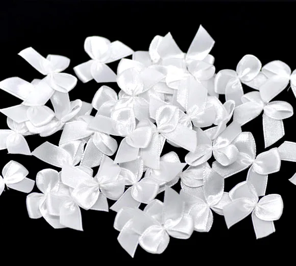 Горячие 200 шт белые бантики из корсажной ленты Аксессуары для волос 25x20 мм