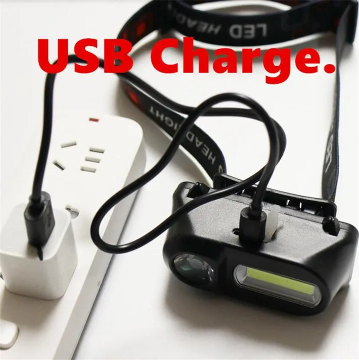 Открытый Кемпинг портативный мини XPE+ COB светодиодный налобный фонарь USB зарядка рыболовные фары фонарик