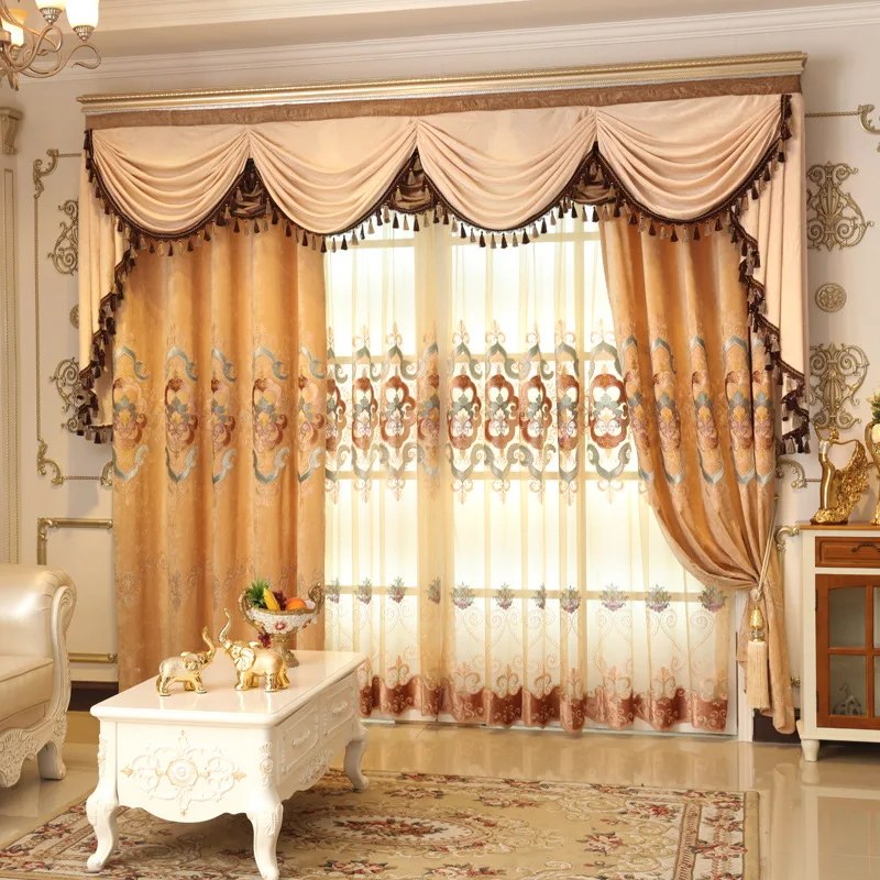 Европейские Роскошные флисовые шторы для виллы с вышивкой затемняющие гостиной