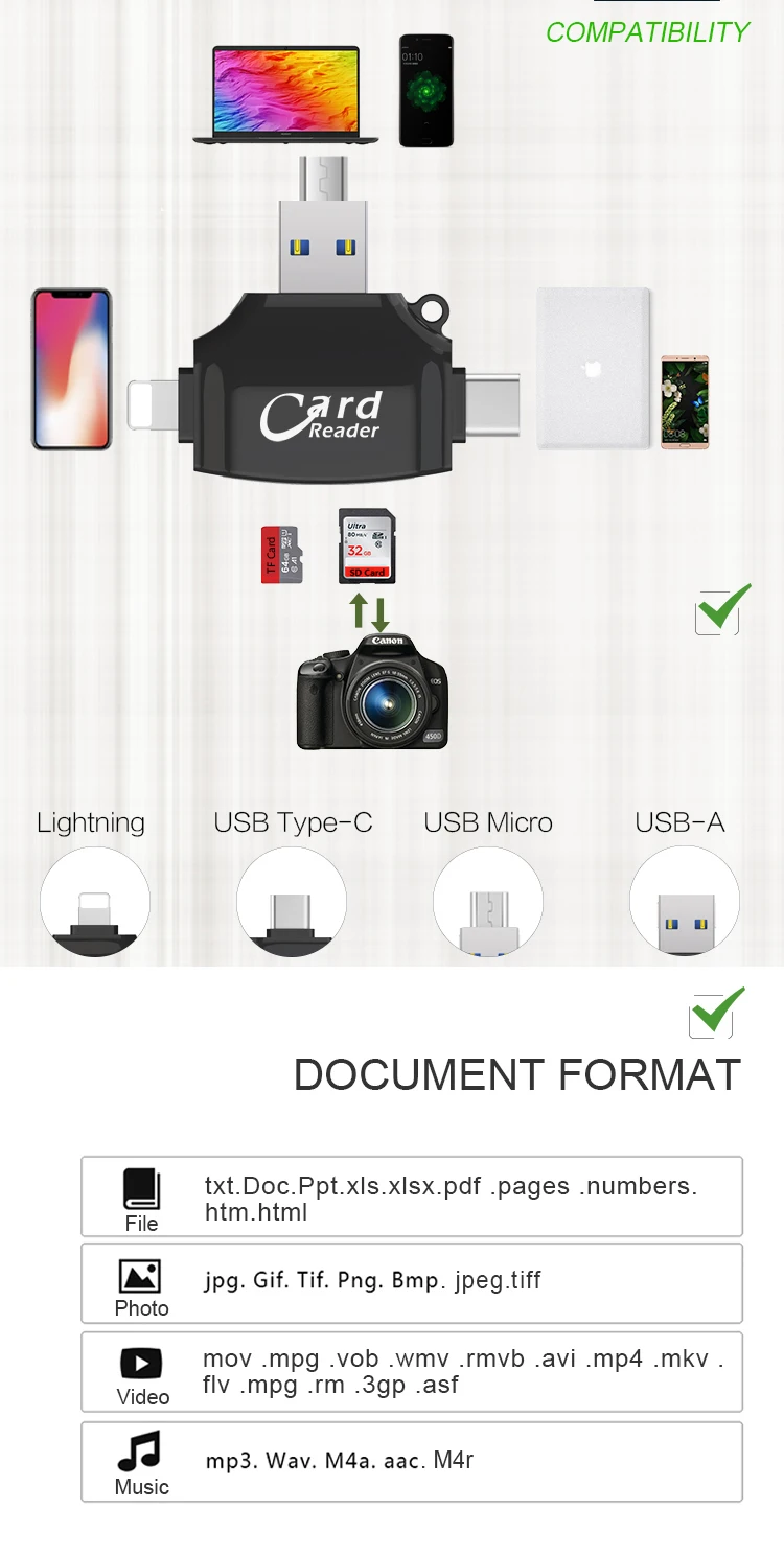 Ingelon кардридер адаптер карты Micro SD карты памяти MMC для iPhone 8 7 PLUS 5 5S 6S 6/samsung/LG Android OTG телефоны