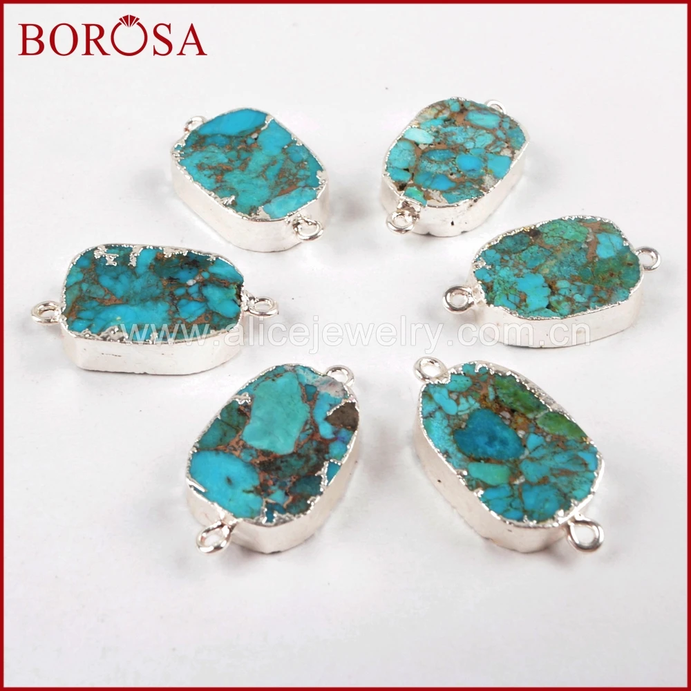 BOROSA 10 шт. серебряный цвет медный фоторазъем драгоценные камни голубые
