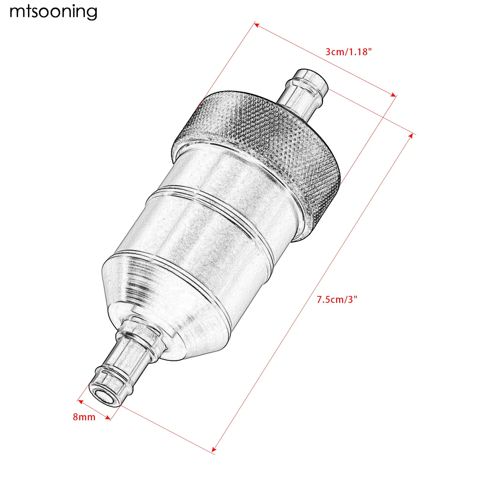 Красный Топливный фильтр mtsooning 8 мм для очистки бензинового и газового топлива