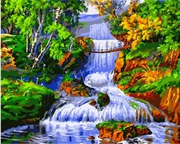 MaHuaf-W593 river trees Framed DIY Painting By Numbers Kits Modern Wall Art Picture Handpainted For Home Decor 40x50 | Дом и сад