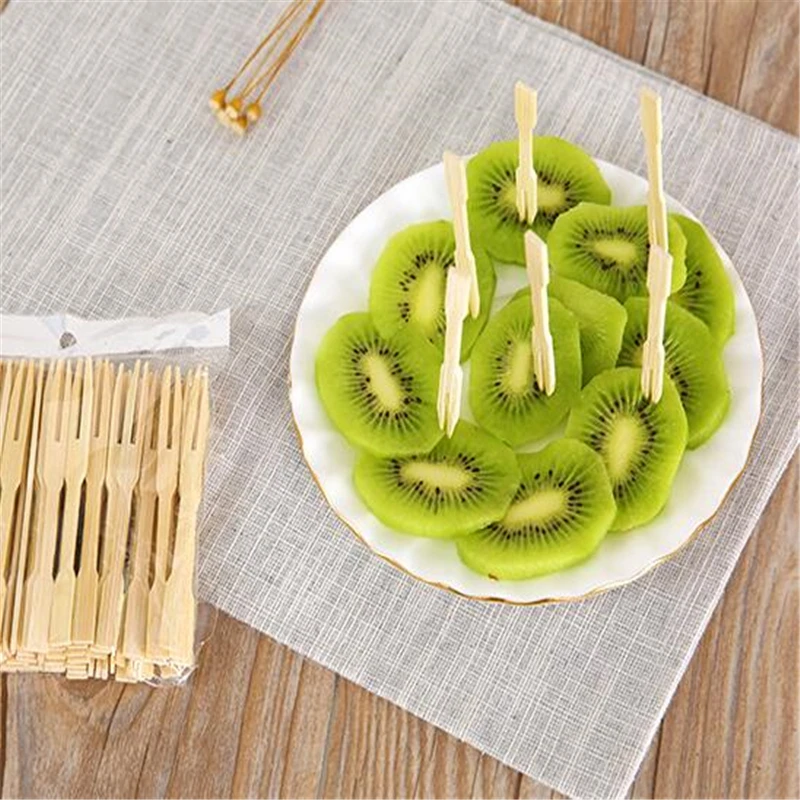 Простой 80 шт. в упаковке деревянные палочки для еды буфет фрукт кекса вилка