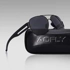 Мужские солнцезащитные очки для вождения AOFLY, черные винтажные поляризационные солнцезащитные очки с двойными шарнирами, с защитой UV400