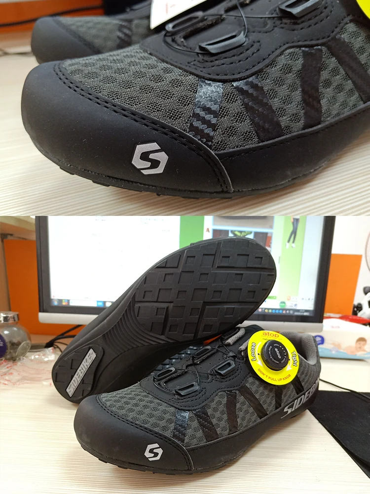 SIDEBIKE/Обувь для велоспорта; Мужская обувь для гонок; обувь для шоссейного велосипеда; самоблокирующаяся на вершине велосипеда; спортивные ультралегкие Профессиональные черные колонки