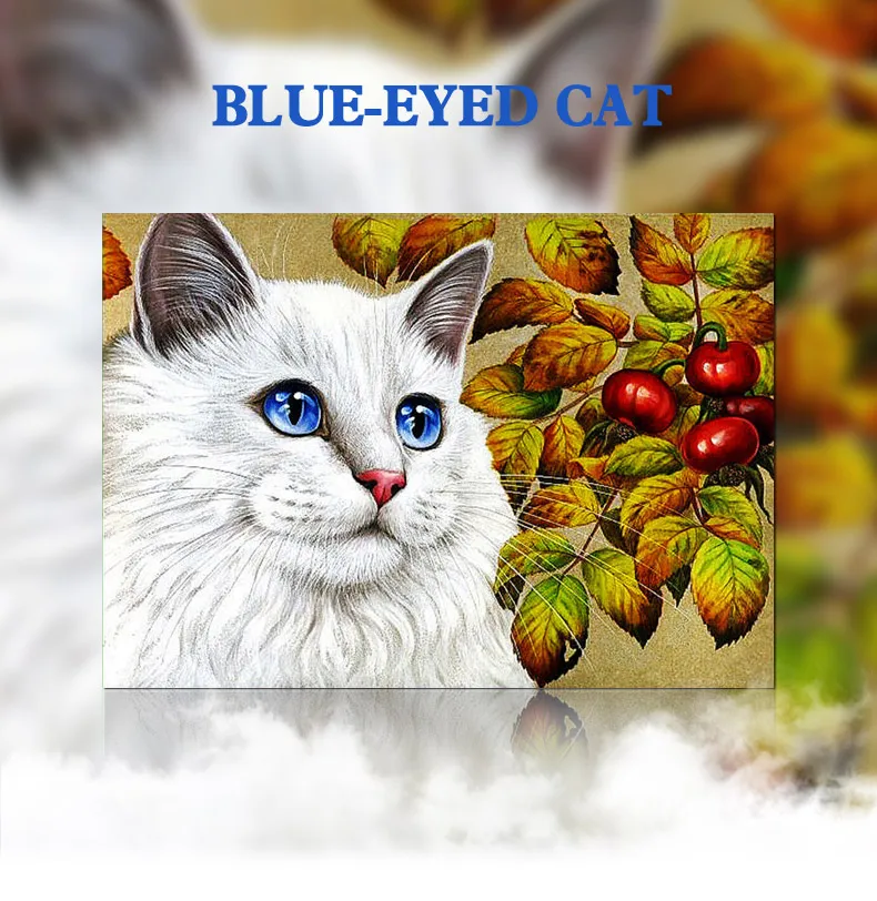 Meian,Full,Diamond Embroidery,Animal,Cat,5D,Diamond Painting,Cross Stitch,3D,Diamond Mosaic,Needlework,Crafts,Christmas,Gift