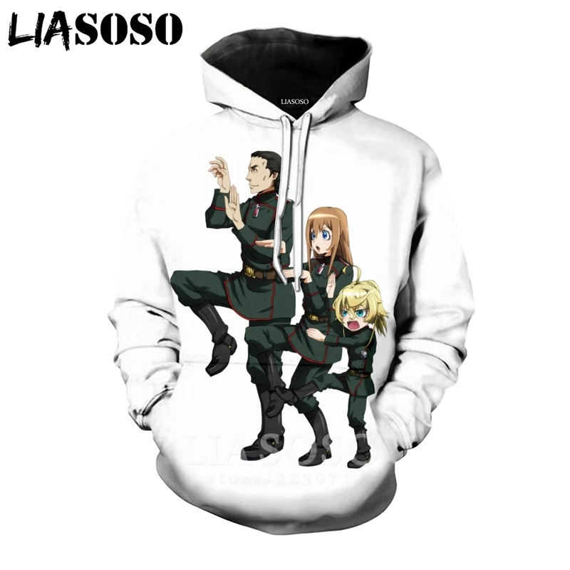 LIASOSO Новинка зимы для мужчин и женщин толстовка с 3D принтом аниме Youjo Senki Saga of Tanya худи Обитель зла Топ пуловер с длинными рукавами B086-9 - Цвет: 12