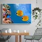 Картина на холсте с изображением рыбы, подводный мир, животные, кораллы, рыба, океан, настенные картины для гостиной, скандинавский постер, декор для детской комнаты