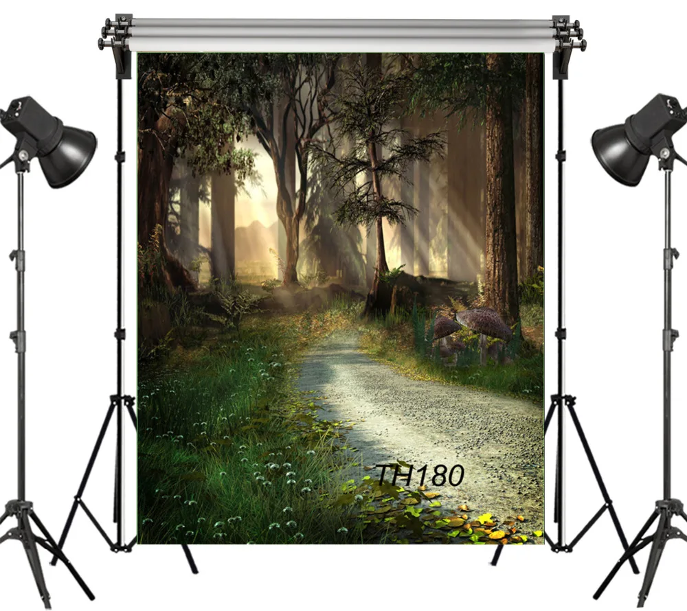 LB 5x7FT сказочная Лесная дорога светящиеся дети бесшовные моющиеся без складок