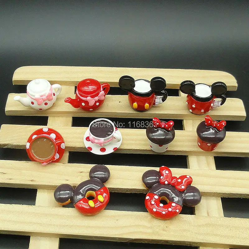 5 шт./лот распродажа кофейная чашка Микки и Минни кабошоны смешанных размеров для