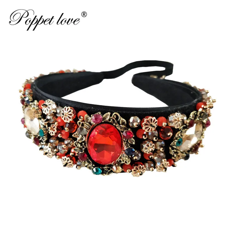 Тиары невесты корона в стиле барокко Синие стразы бусины ободки для волос