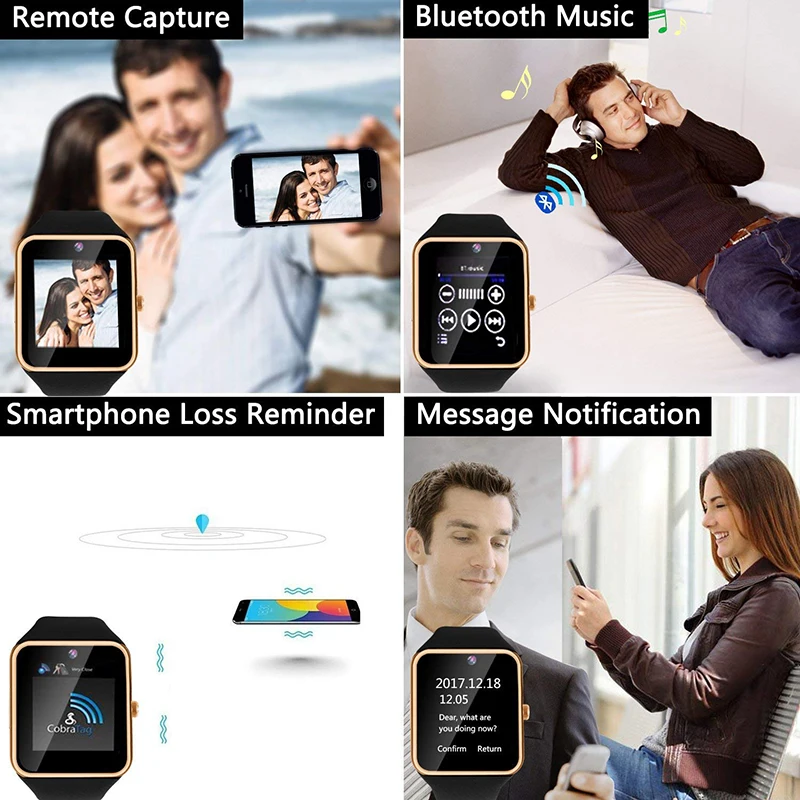 Bluetooth GT08 Смарт-часы Smartwatch часы с Sim TF карты Камера для samsung huawei Xiaomi LG htc sony PK A1 DZ09 U8 |