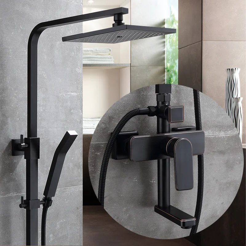 BAIDAIMODENG Американский черный патина душевой костюм медный смеситель античный