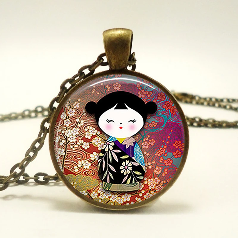 Милая японская кукольная подвеска Kokeshi ожерелье модное ювелирное изделие