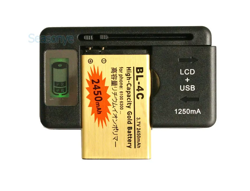 Seasonye 2450mAh BL 4C / BL4C Gold запасной аккумулятор + ЖК зарядное устройство для Nokia 6100 6300 2220s