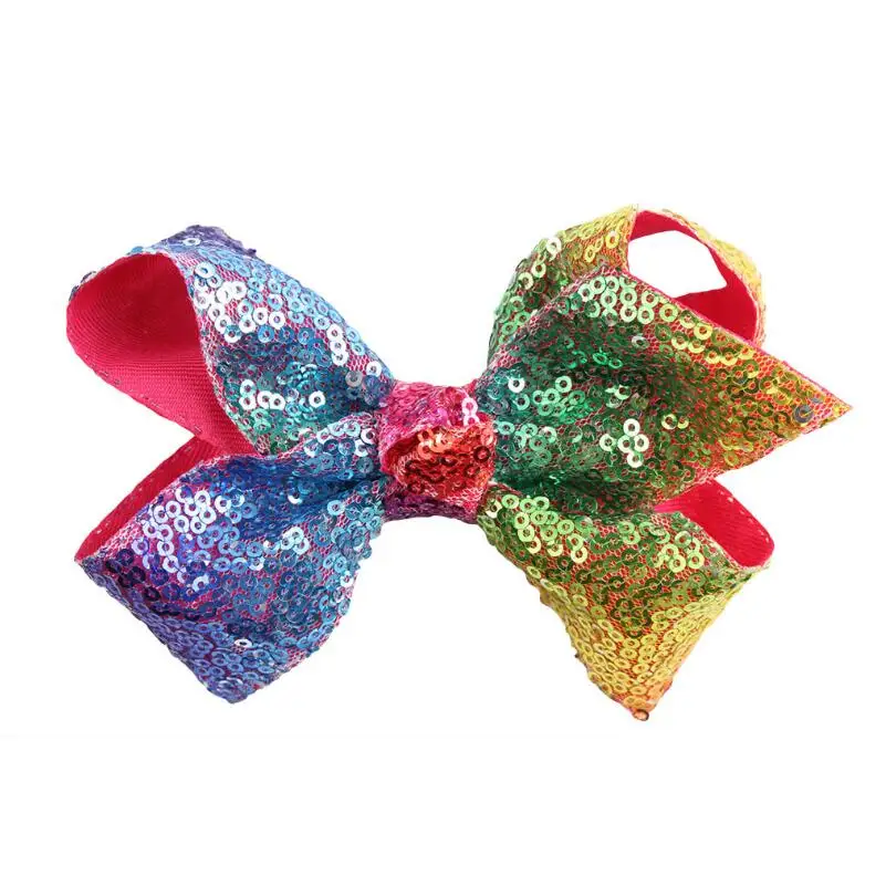 1 PC Big Gold Silver Black Hair Clip Colorful Sequin Bow With Pin Barrettes For Girls |