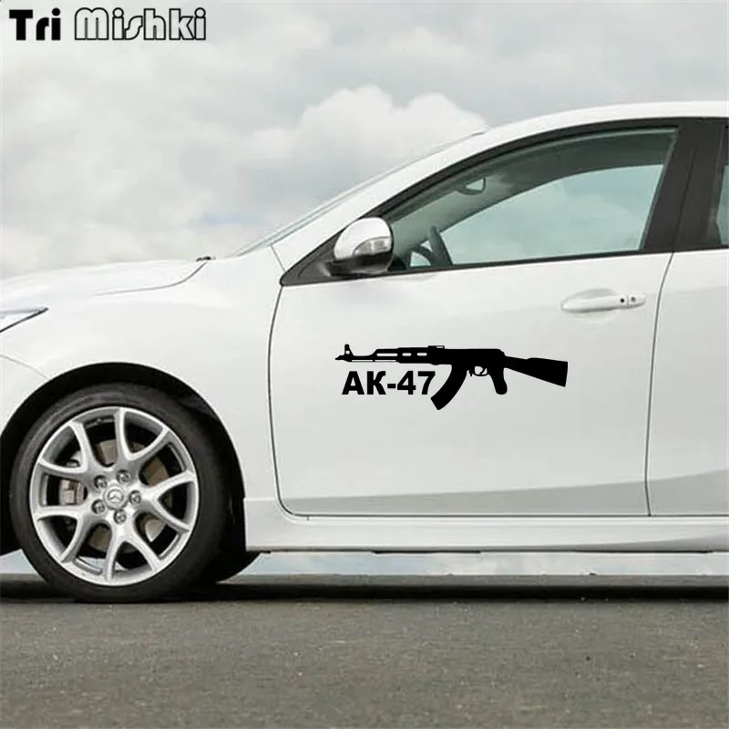 Tri Mishki HZX431 12*42см ak 47 ак наклейки на авто автомобиль наклейка авто|car sticker|big car stickerscar