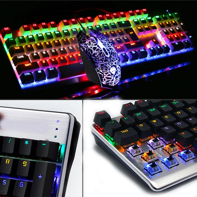 Многоцветная Радужная светодиодная подсветка Механическая USB Проводная игровая