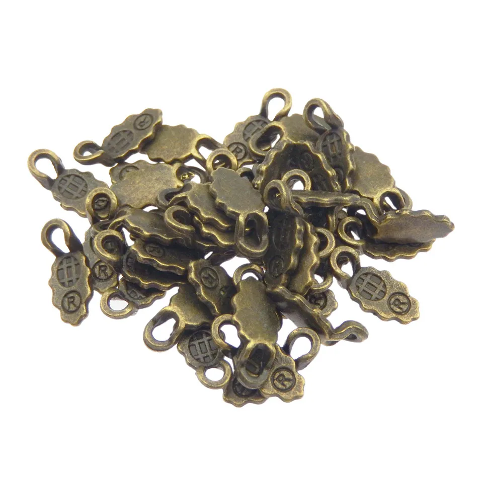 Antique copper 100 шт в форме листа клей для изготовления украшений на бабочках для стеклянных подвесок, позолоченные подвески в виде эрудита, черепица, фурнитура для колье - Цвет: Antique copper