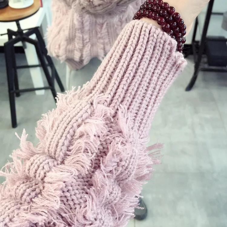 Женский свитер с кисточками Uwback однотонный базовый вязаный пуловер пушистый