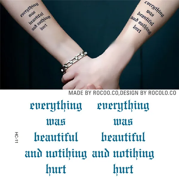 HC1011 мужские и женские пары водонепроницаемые временная индивидуальные наклейки тату синие буквы дизайн