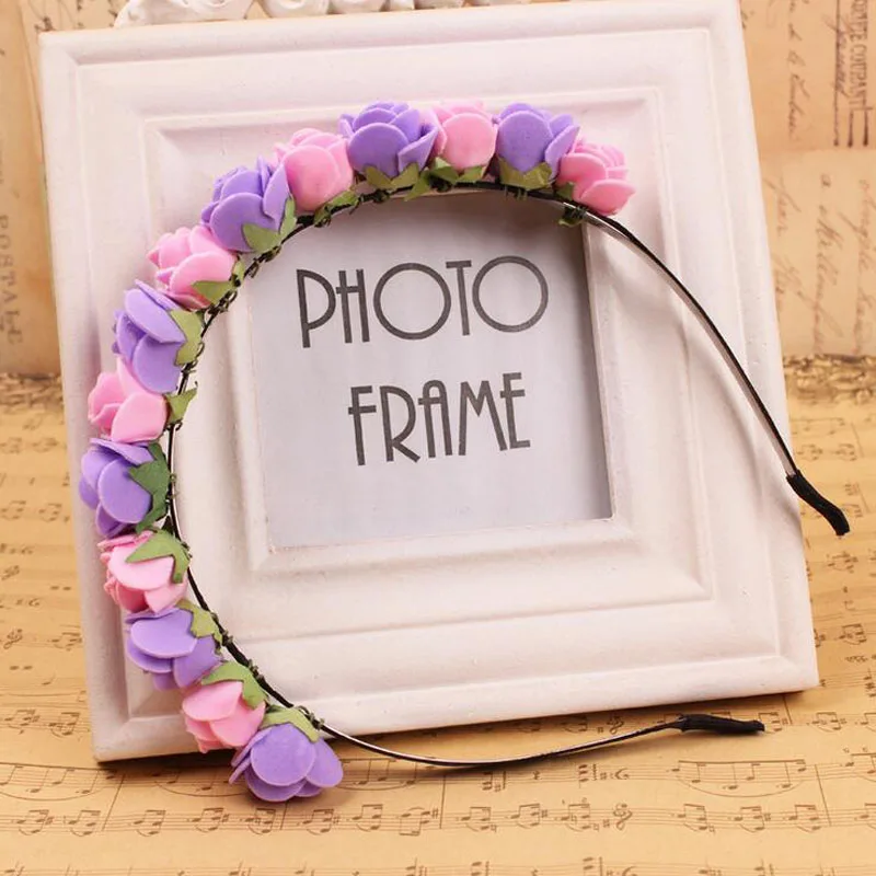 10 шт./лот Женские аксессуары для волос розовые полиэтиленовые цветочные повязки 8