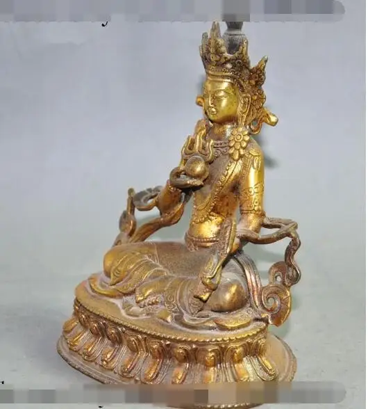 

Free shipping S00206 7"old tibet buddhism bronze gilt fane Tara KwanYin GuanYin goddess buddha statue