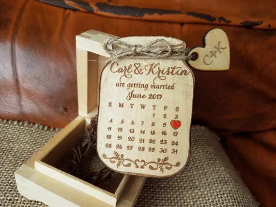 

personalized Calendar mason jar Wedding wooden Save the Date Magnets bridal shower party favors company gifts invitations