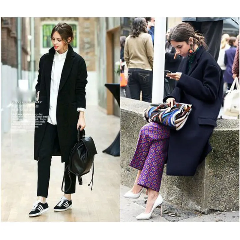 

Women Outerwear 2020 Fall Winter Notched lapel Single Button Simple Long Coat OL Career Overcoat Manteau Femme Casaco Feminino