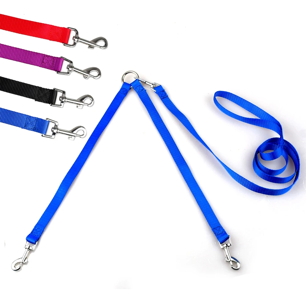 

Small Dog Leash for 2 Dogs 48"Length Nylon Belt 2 Way Double Dog Coupler Leash with Walking Lead Set 4 Colors 3 Sizes