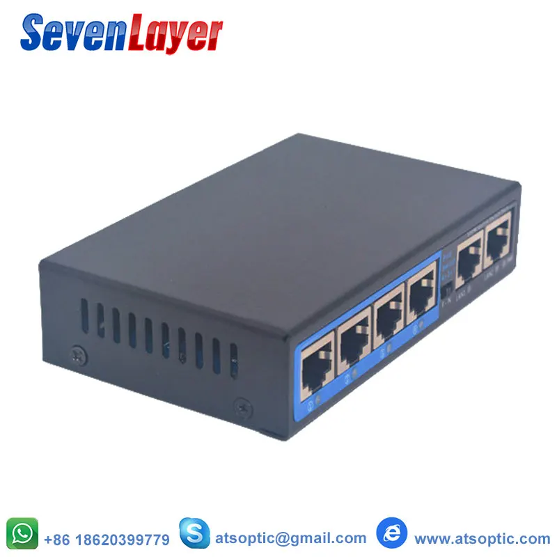 4 Порты RJ45 гигабитный переключатель питания по сети Ethernet 2 Uplink коммутатор для