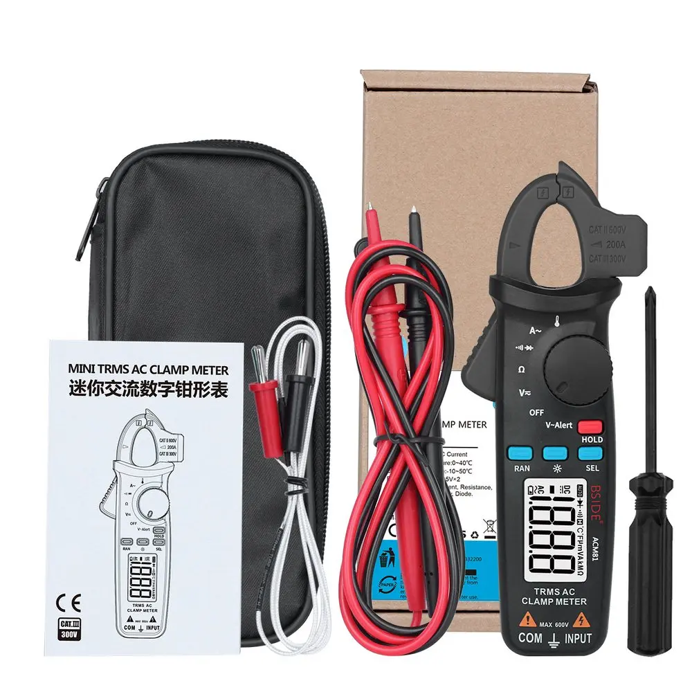 

True RMS Mini Digital Clamp Meters DC AC Current Voltage Ampere NCV Ohm Tester Ammeter Multimeter Electrician Measurement Tools