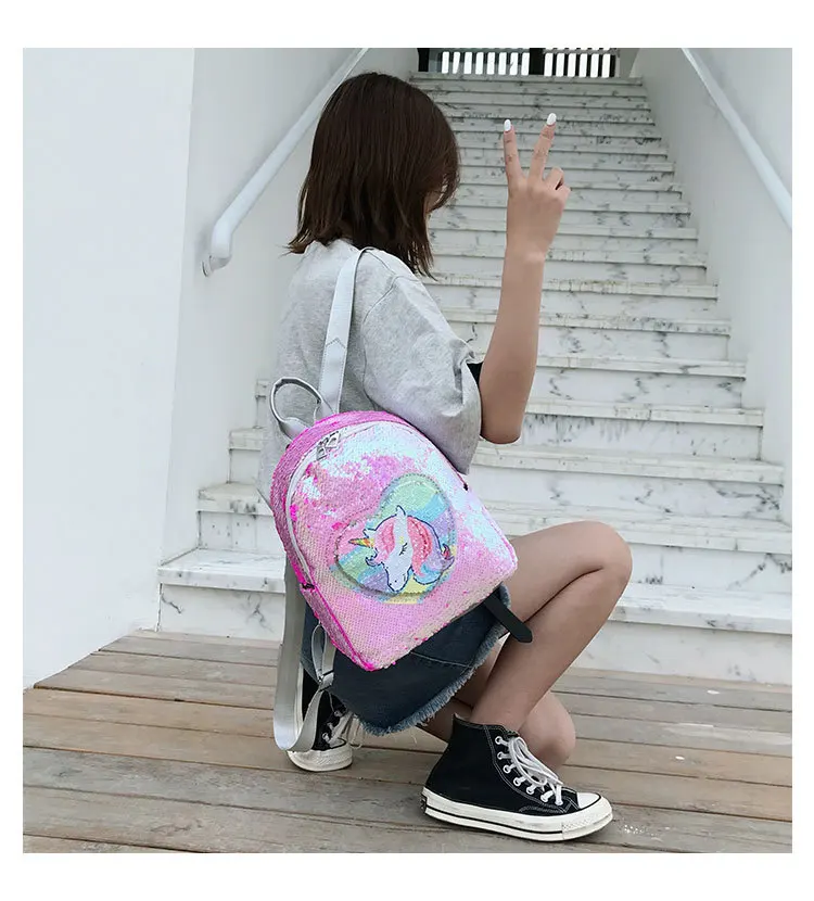 Новая женская сумка на плечо My little pony, новая простая Студенческая сумка с блестками и мультяшным единорогом, маленький рюкзак