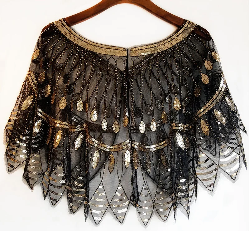 

Black Golden Bridal Shawl Wrap Bolero Women Short Cape Sequined Sparking Wedding Jacket ,bolero novia,Custom Made Bride cape
