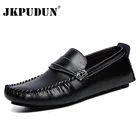 Мокасины JKPUDUN мужские из натуральной кожи, лоферы, без застежки, повседневная обувь для вождения, повседневные топ-сайдеры, черные белые, большие размеры 38-47