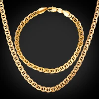 men jewelry set trendy fancy style mariner chain bracelet and necklace set rose gold goldsilver color nh1566