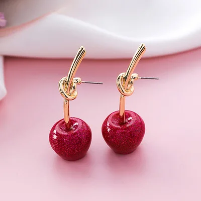 Мода 2018 г. творческий прекрасный Cherry Романтический Милый Серьги в виде узла для