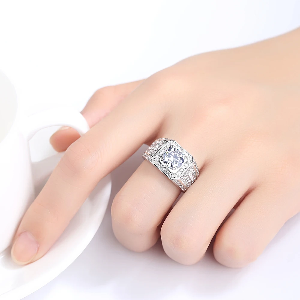 Fashion jewelry sterling silver ring. Solid Silver Ring square Zircon ZCTFFPPM | Украшения и аксессуары