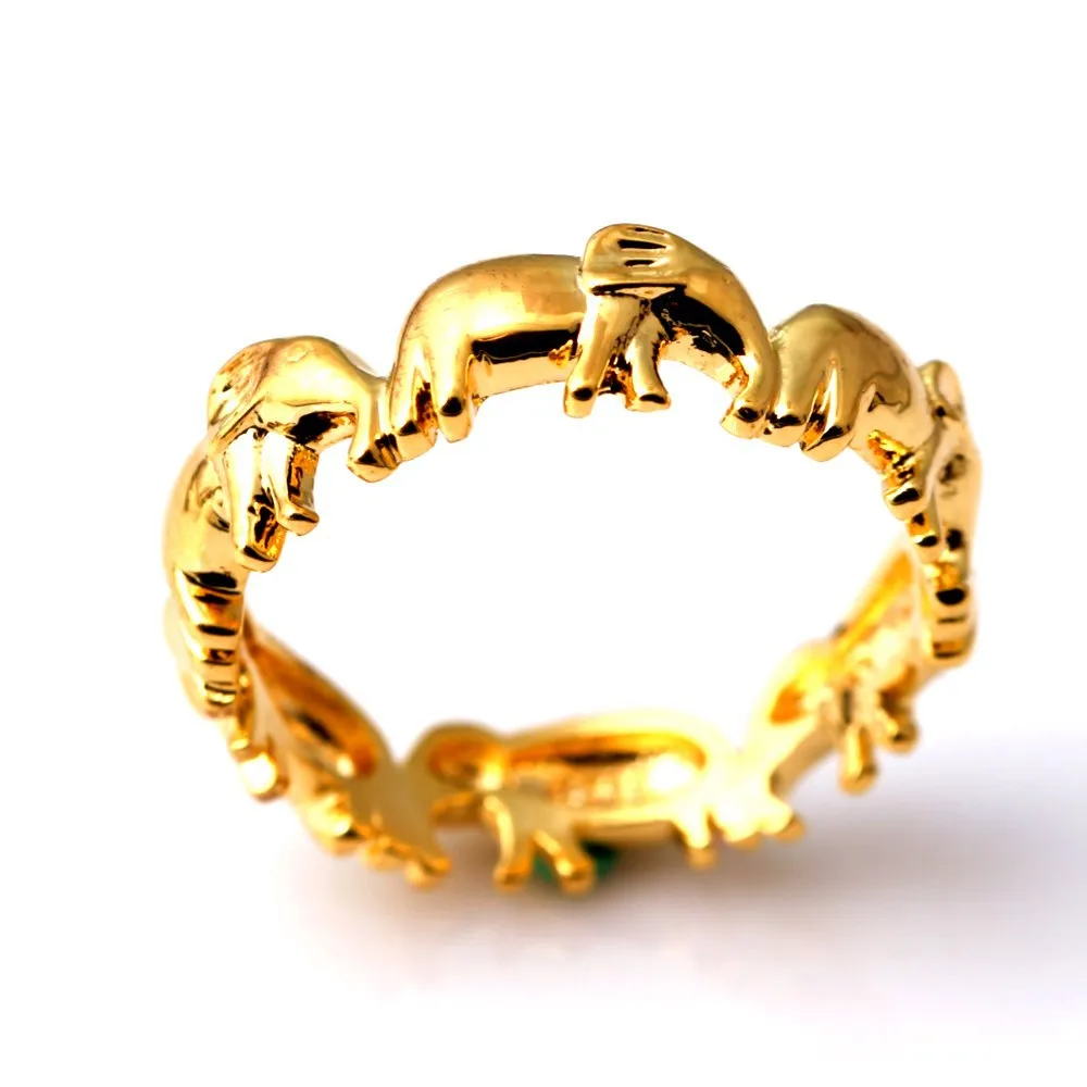 Кольцо Слоны для женщин однорядное кольцо золотого цвета с животными винтажное
