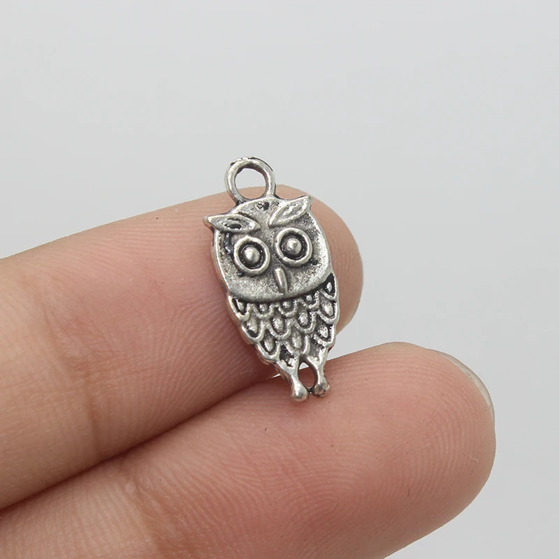 30pcs-- Owl charms /pendants 18 x 7mm tibetan silver tone | Pendants