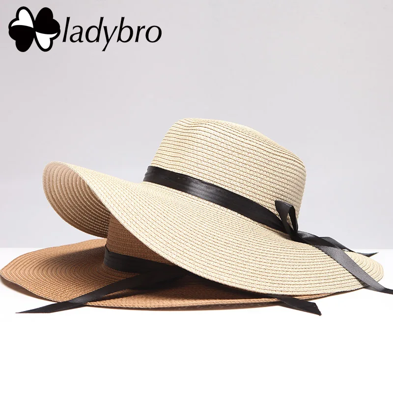 Шляпа женская Соломенная с бантом и широкими полями летняя | Аксессуары для