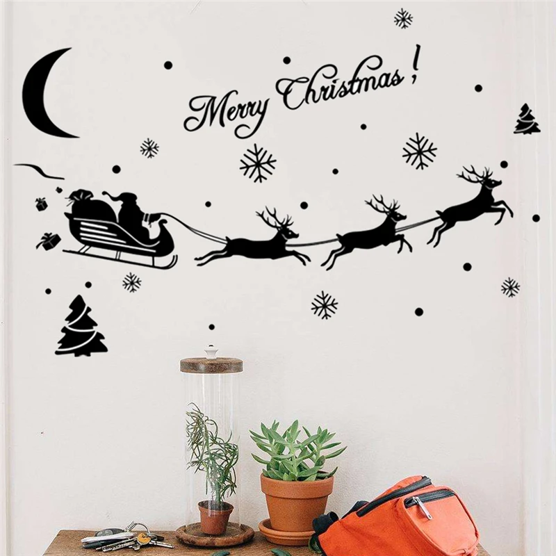 Олень Наклейки на стены автомобиля наклейки Рождество X mas Navidad DIY Стеклянная