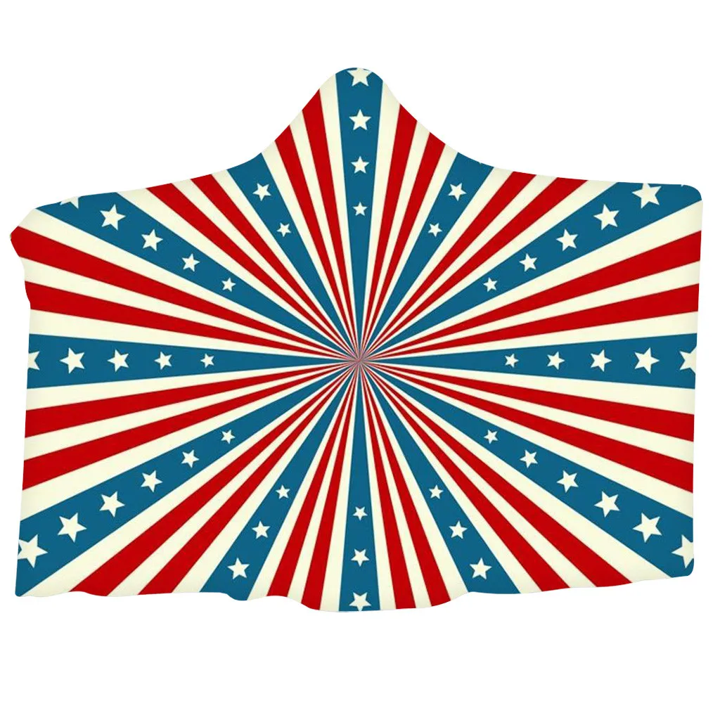 Американский День Независимости плюшевые с капюшоном теплое одеяло туалетный