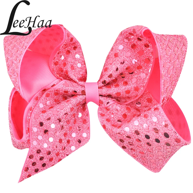 6 Inch Solid Color Sequin Hair Bows Grosgrain Ribbon Hairgrip Alligator Clips Headwear Bowknot Children Girls Accessories | Аксессуары