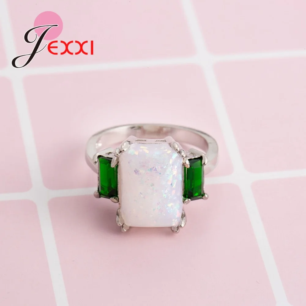 Большие Квадратные Кольца с опаловым покрытием прозрачные зеленые кольца