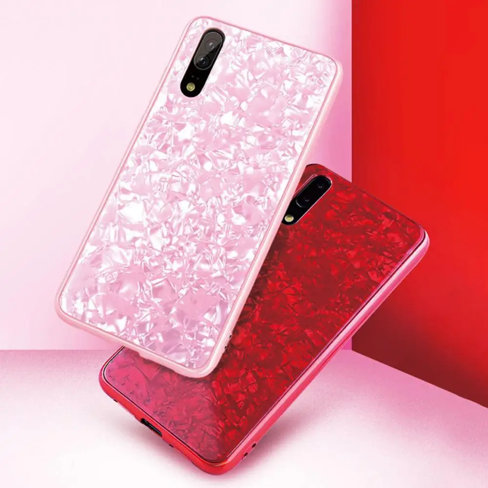 Мраморный зернистый чехол из закаленного стекла для телефона Huawei P30/P30 Pro/P30 Lite P20/P20