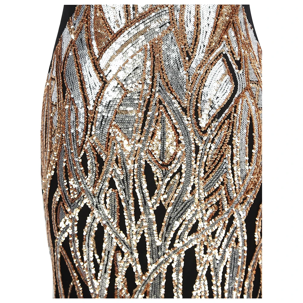 Женское винтажное платье с блестками Angel fashions золотистое вечернее для матери - Фото №1