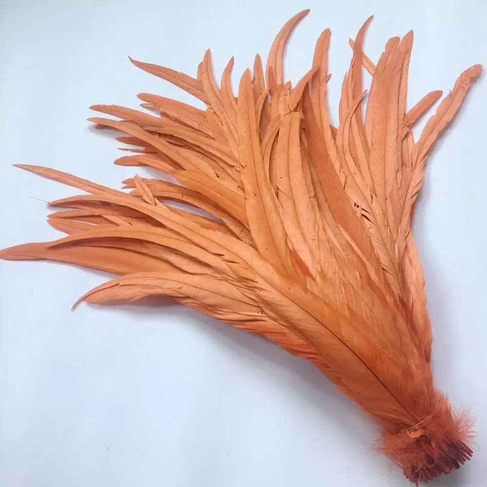 Orange 100 шт., белые, 35-40 см/14-16 дюймов, натуральные перья петуха, перо для украшения, рукоделия, рождественские, сделай сам, петух, Плюм, аксессуары - Цвет: Orange